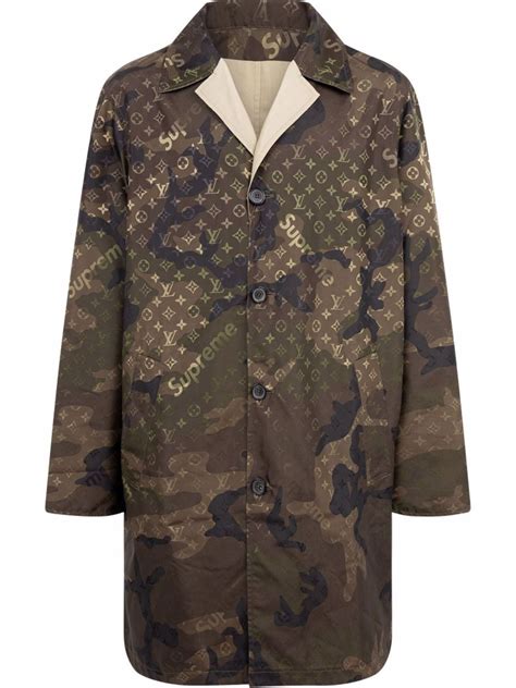 louis vuitton supreme reversible trench coat|Louis Vuitton fuzzy jacket.